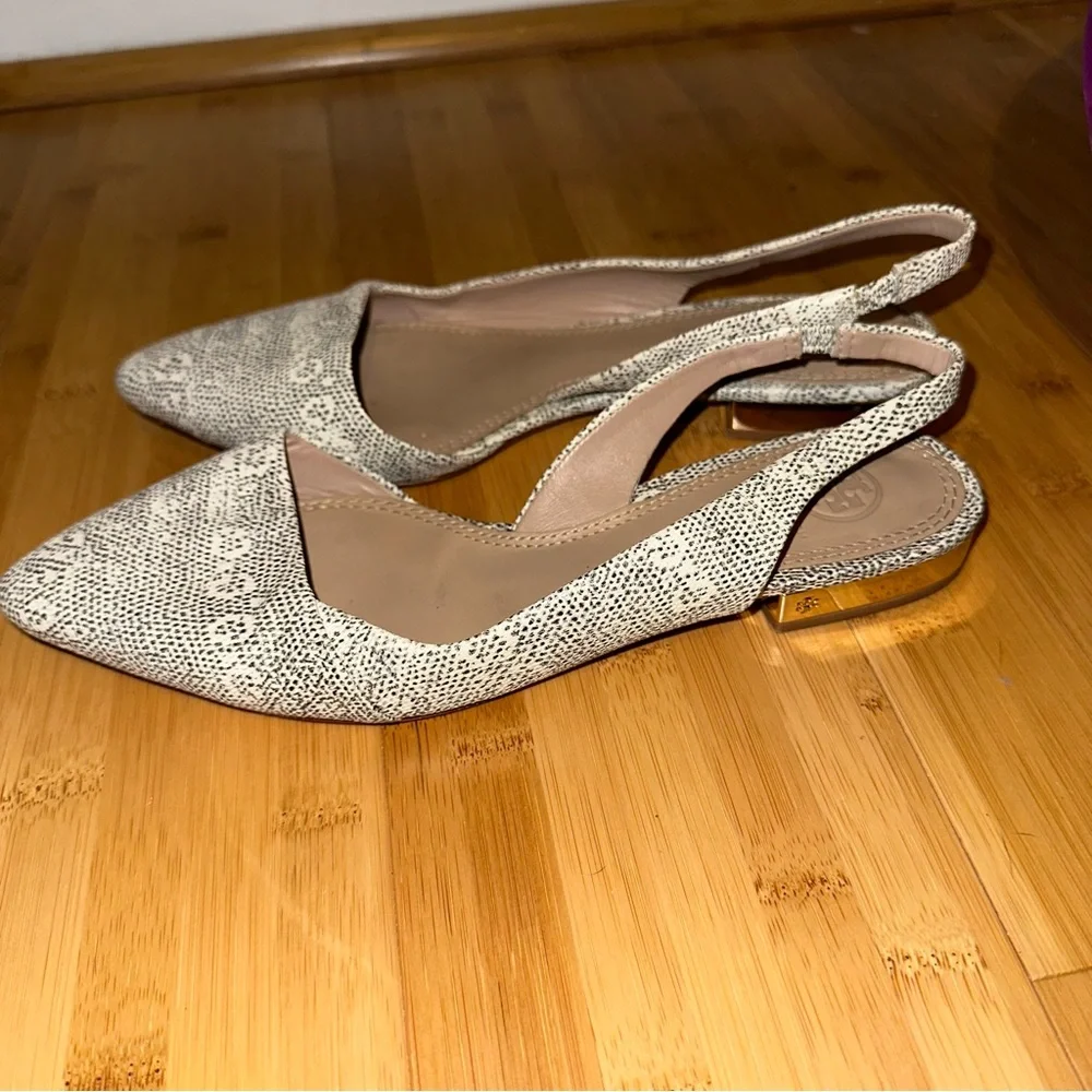 Tory Burch Slingback Pointed Toe Snakeskin Leather Flats Size 8